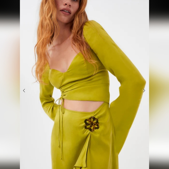 NWT $288 For Love and Lemons Allie Green Midi Dress Size Small - Picture 2 of 12